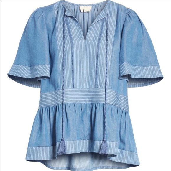 Kate Spade Indigo Railroad Top in Light Chambray - Picture 1 of 7